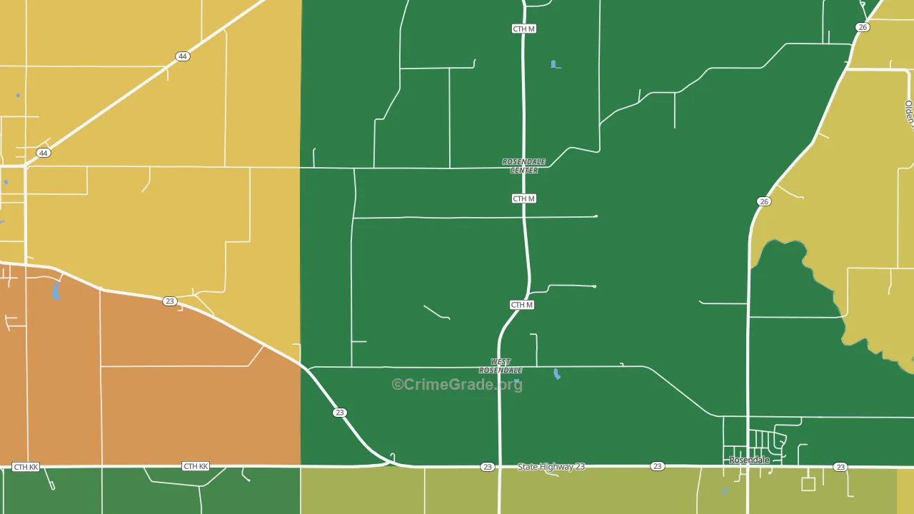 West Rosendale, WI Map of Burglary Rates