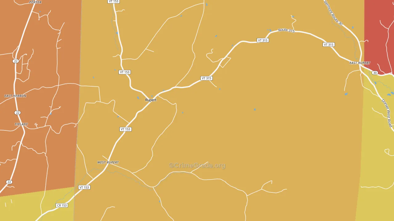 West Rupert, VT Map of Burglary Rates