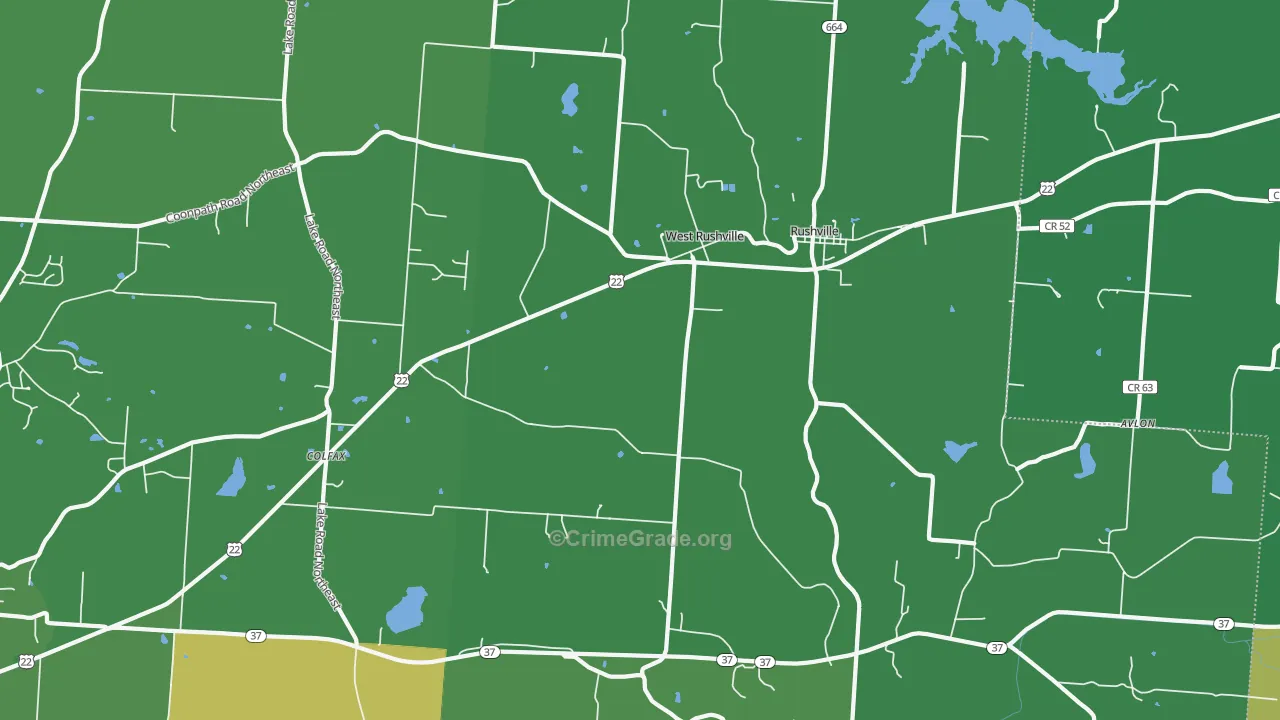 West Rushville, OH Map of Burglary Rates