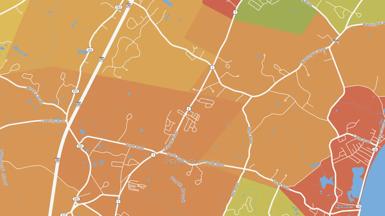 West Rye, NH Map of Burglary Rates