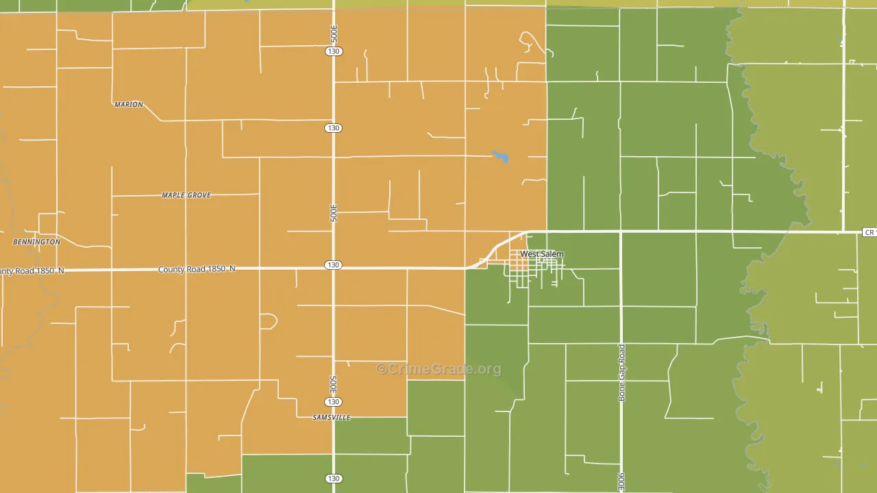 West Salem, IL Map of Burglary Rates