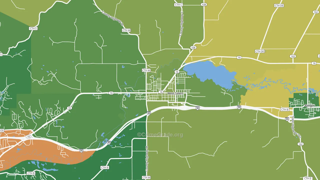 West Salem, WI Map of Burglary Rates