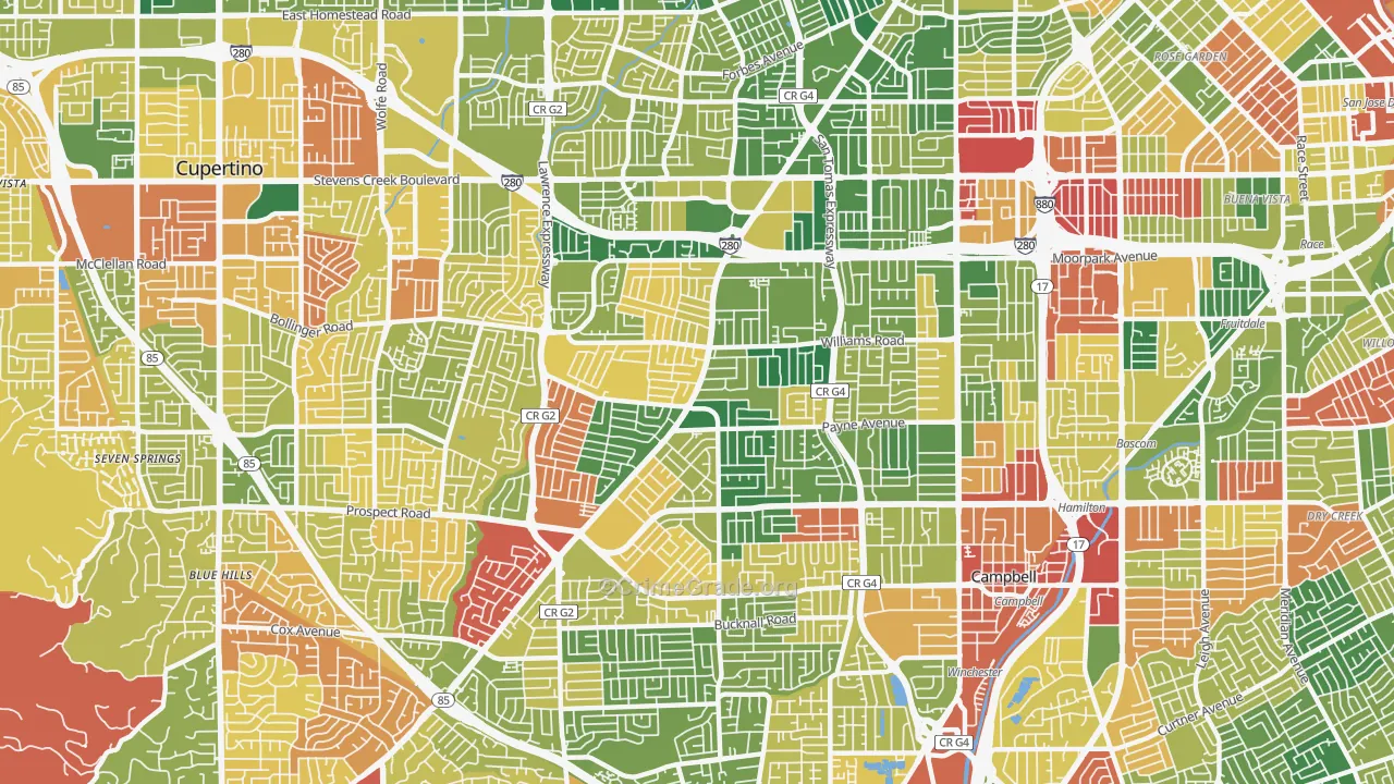 West San Jose, San Jose, CA Map of Burglary Rates