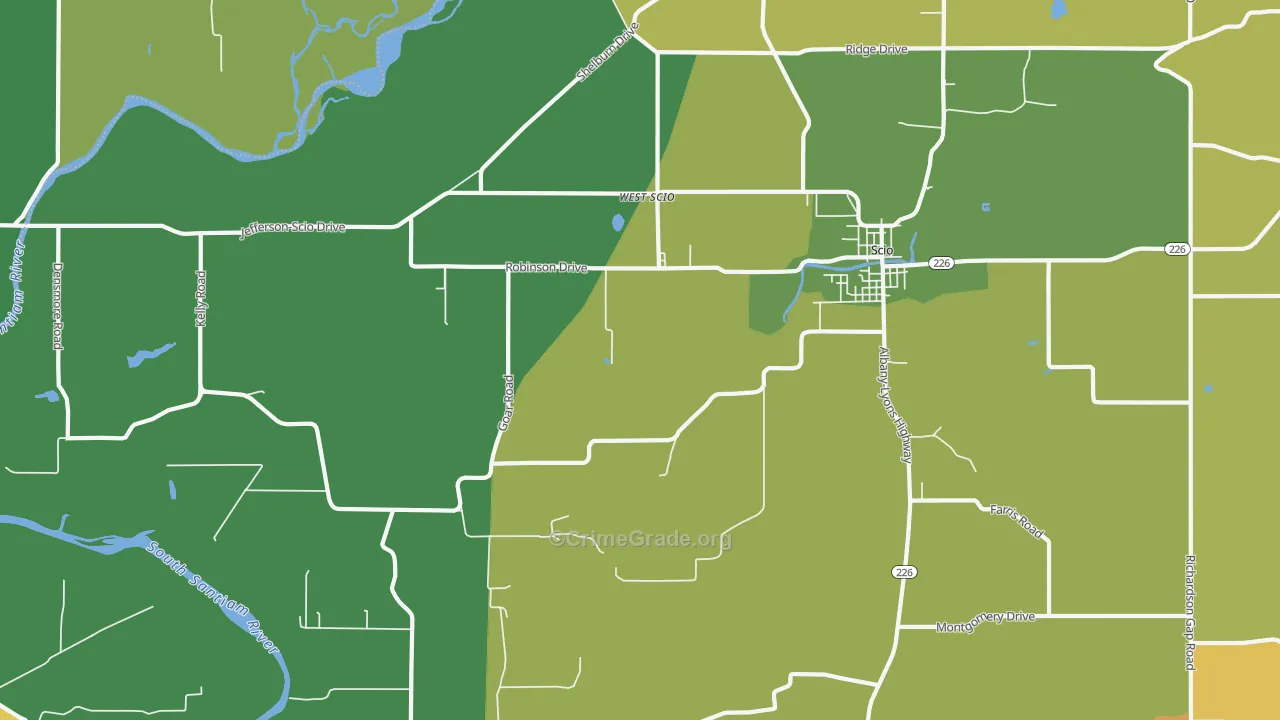 West Scio, OR Map of Burglary Rates