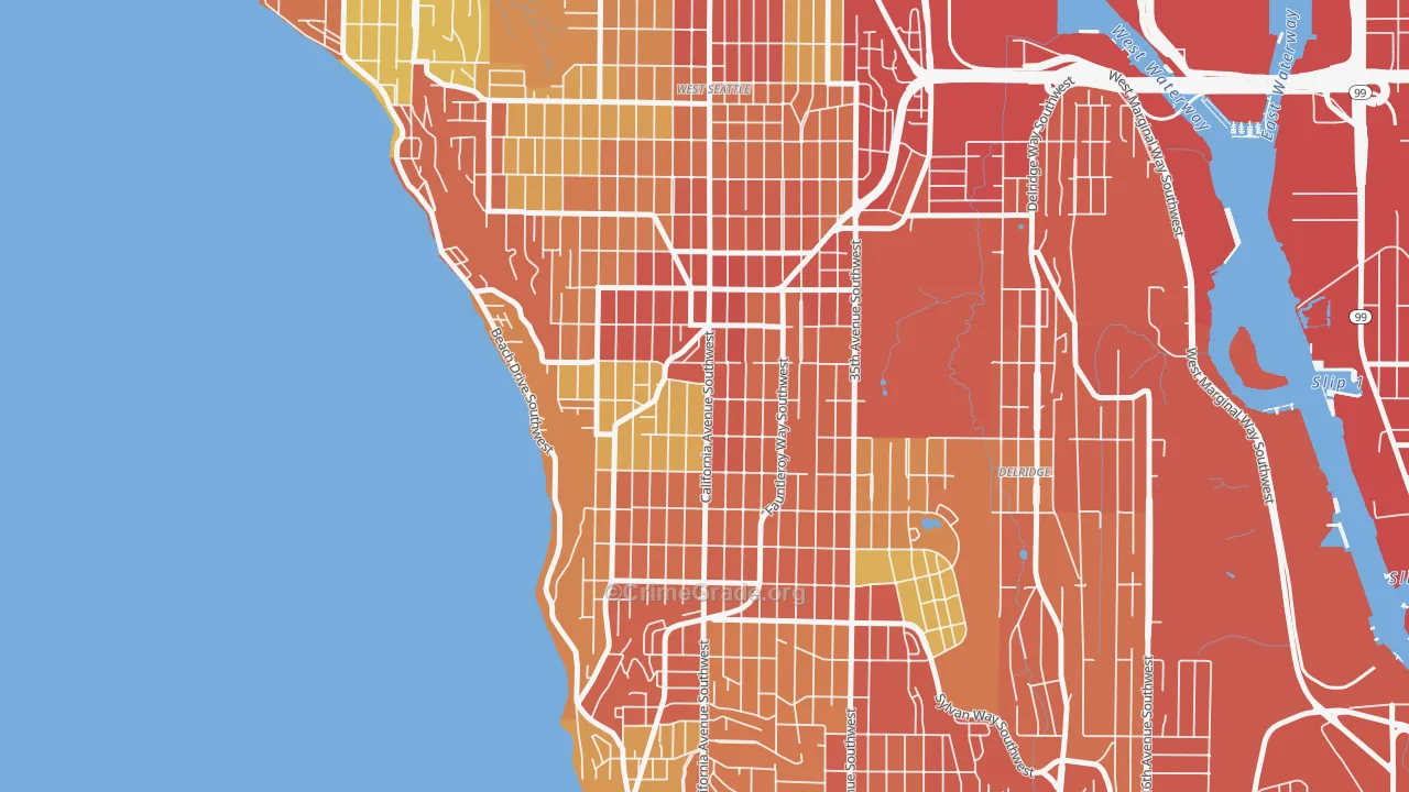 West Seattle, Seattle, WA Map of Burglary Rates