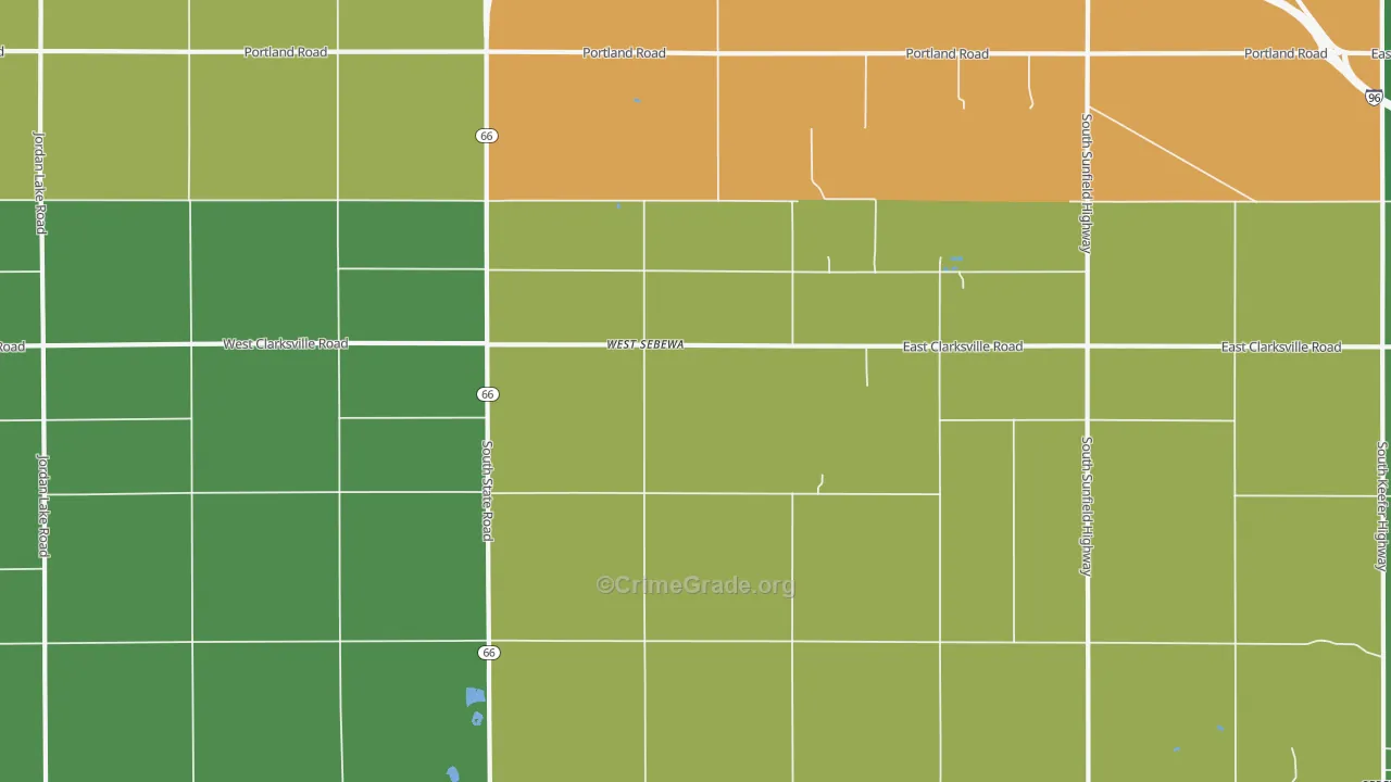 West Sebewa, MI Map of Burglary Rates