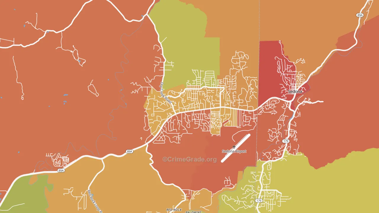 West Sedona, AZ Map of Burglary Rates