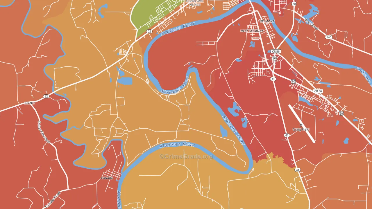 West Selmont, AL Map of Burglary Rates