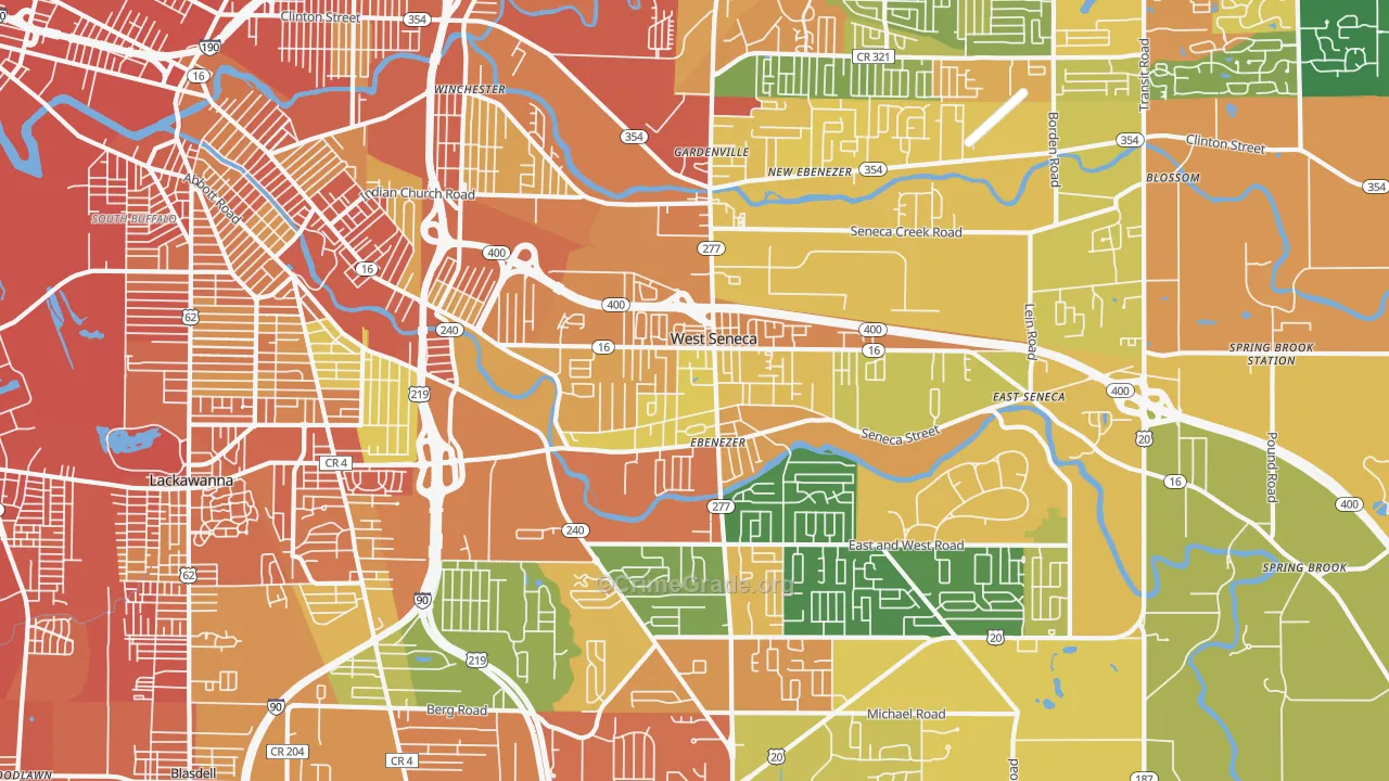 West Seneca, NY Map of Burglary Rates
