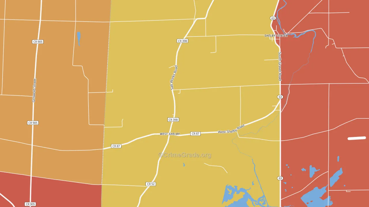 West Shelby, NY Map of Burglary Rates