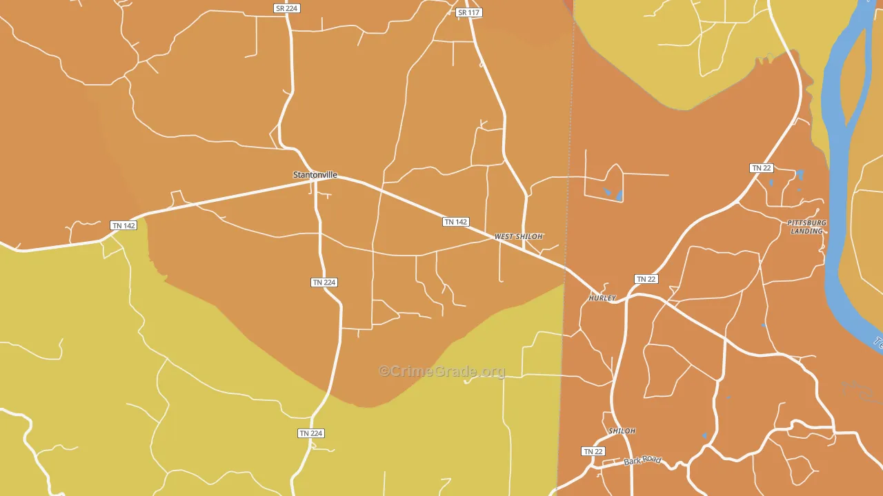 West Shiloh, TN Map of Burglary Rates