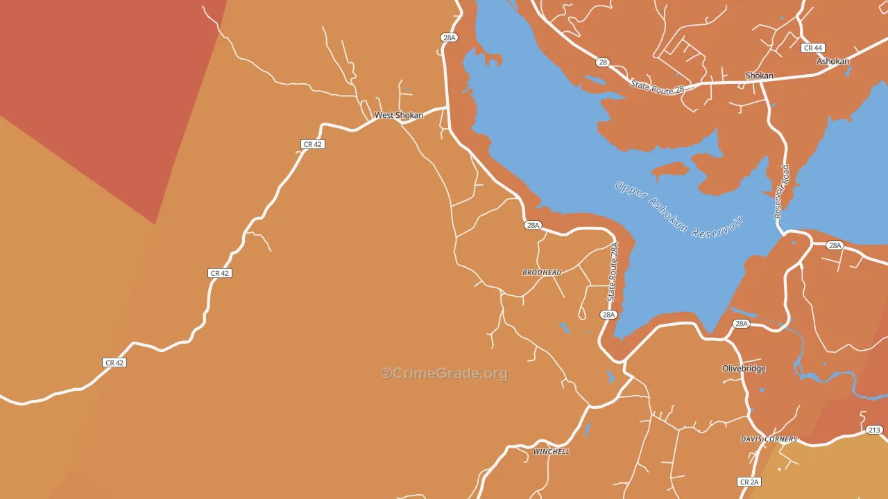 West Shokan, NY Map of Burglary Rates