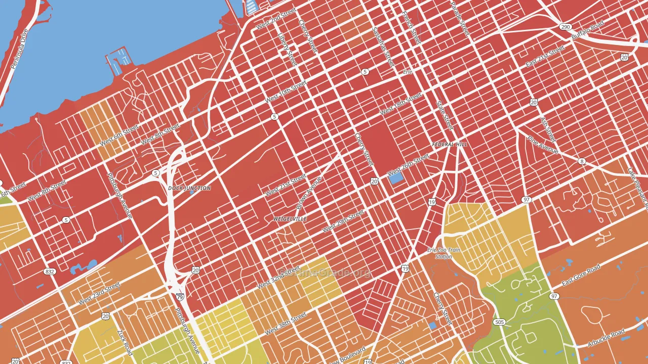 West Side Squires, Erie, PA Map of Burglary Rates