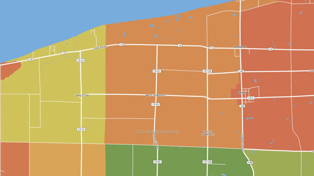 West Somerset, NY Map of Burglary Rates