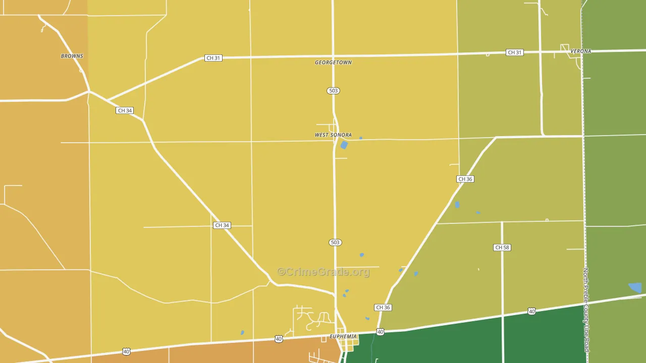 West Sonora, OH Map of Burglary Rates