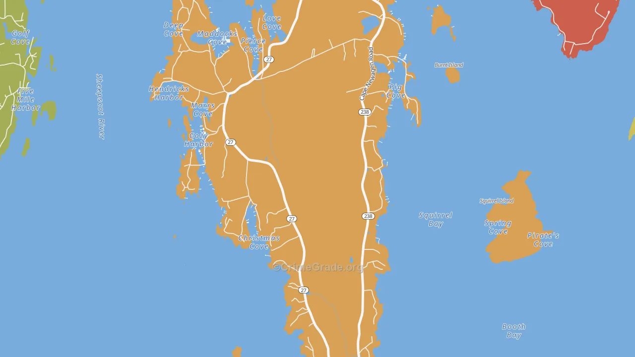 West Southport, ME Map of Burglary Rates