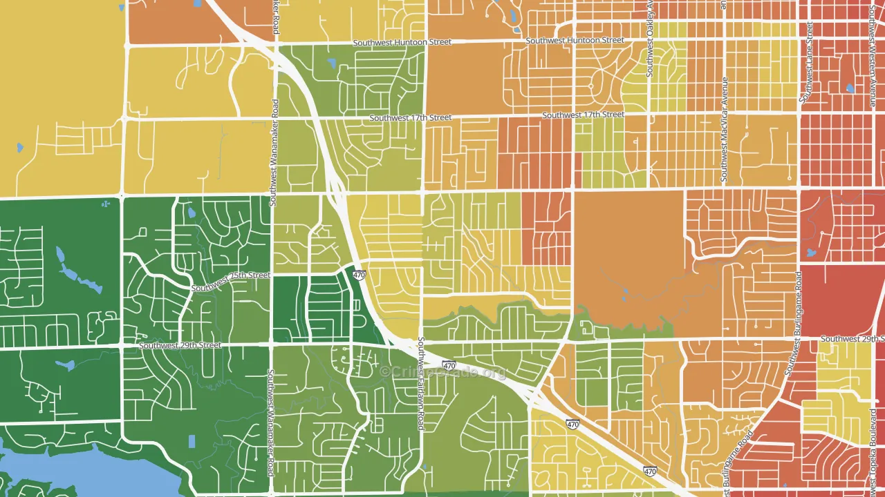 West Southwest 3, Topeka, KS Map of Burglary Rates