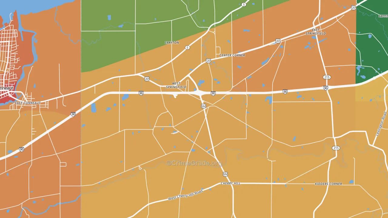 West Springfield, PA Map of Burglary Rates