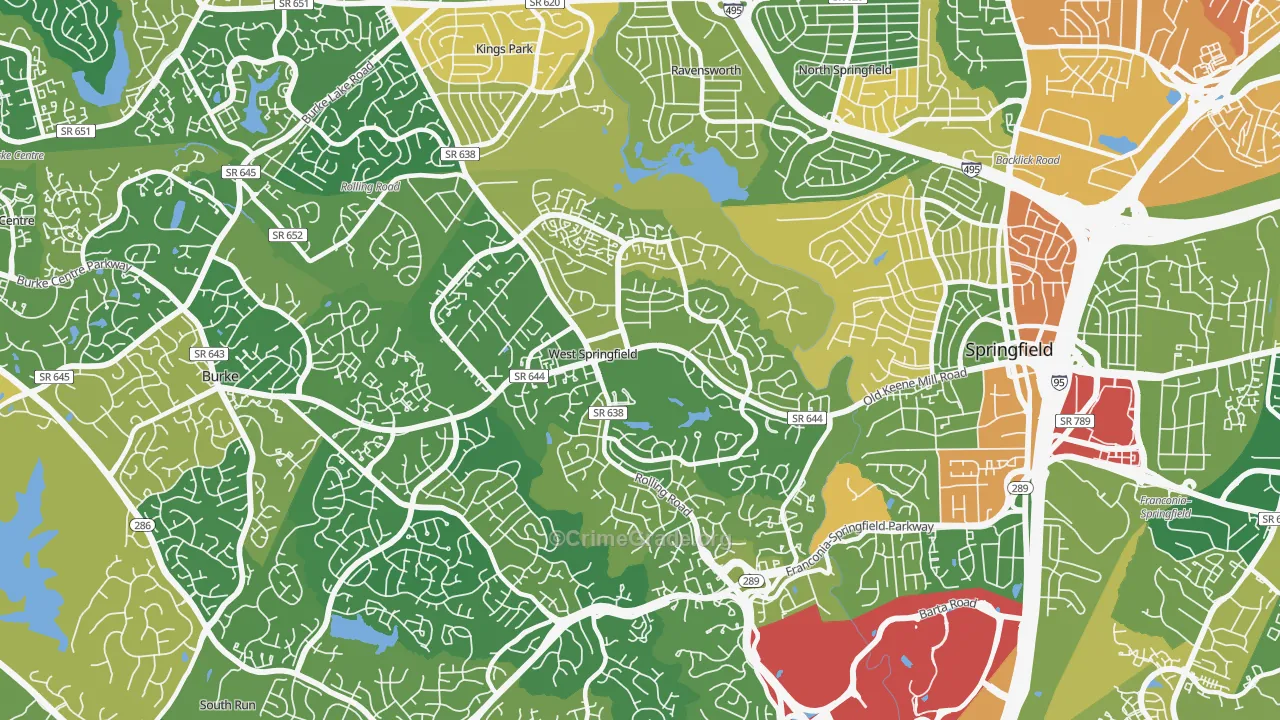 West Springfield, VA Map of Burglary Rates
