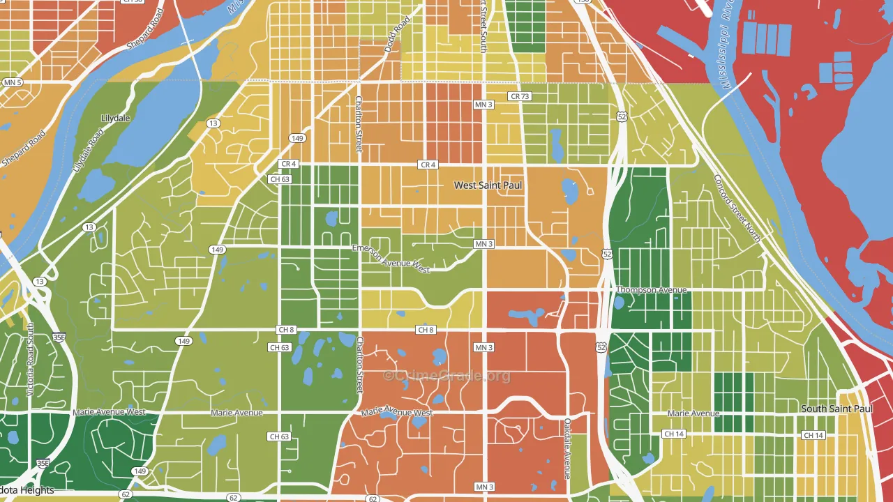 West St. Paul, MN Map of Burglary Rates