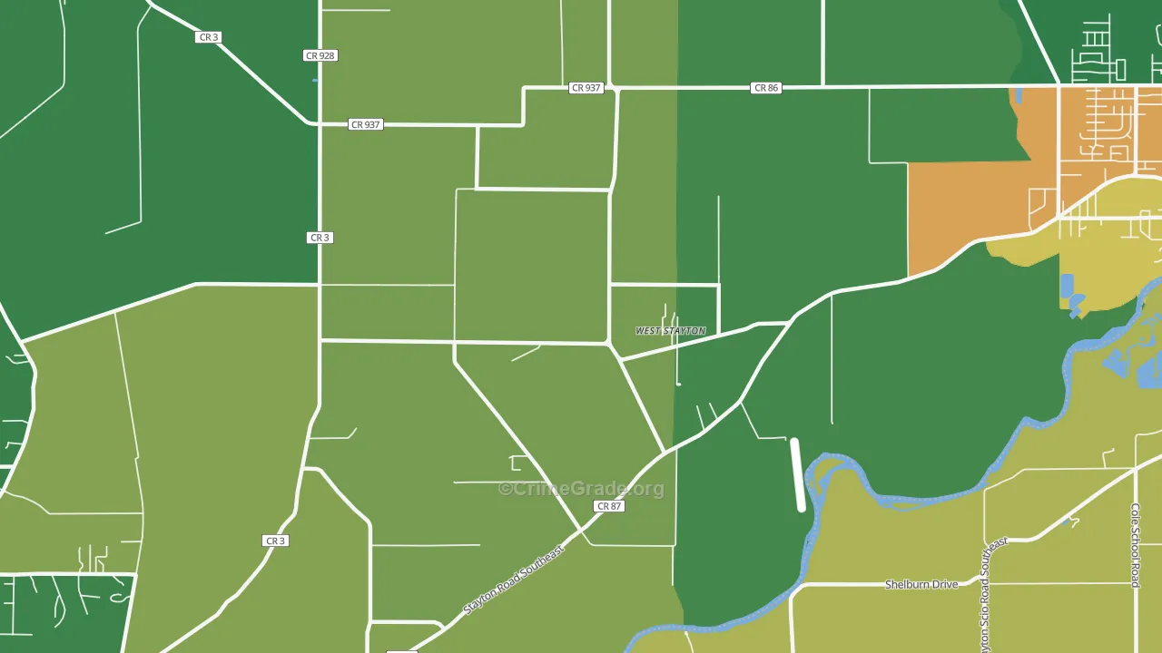 West Stayton, OR Map of Burglary Rates