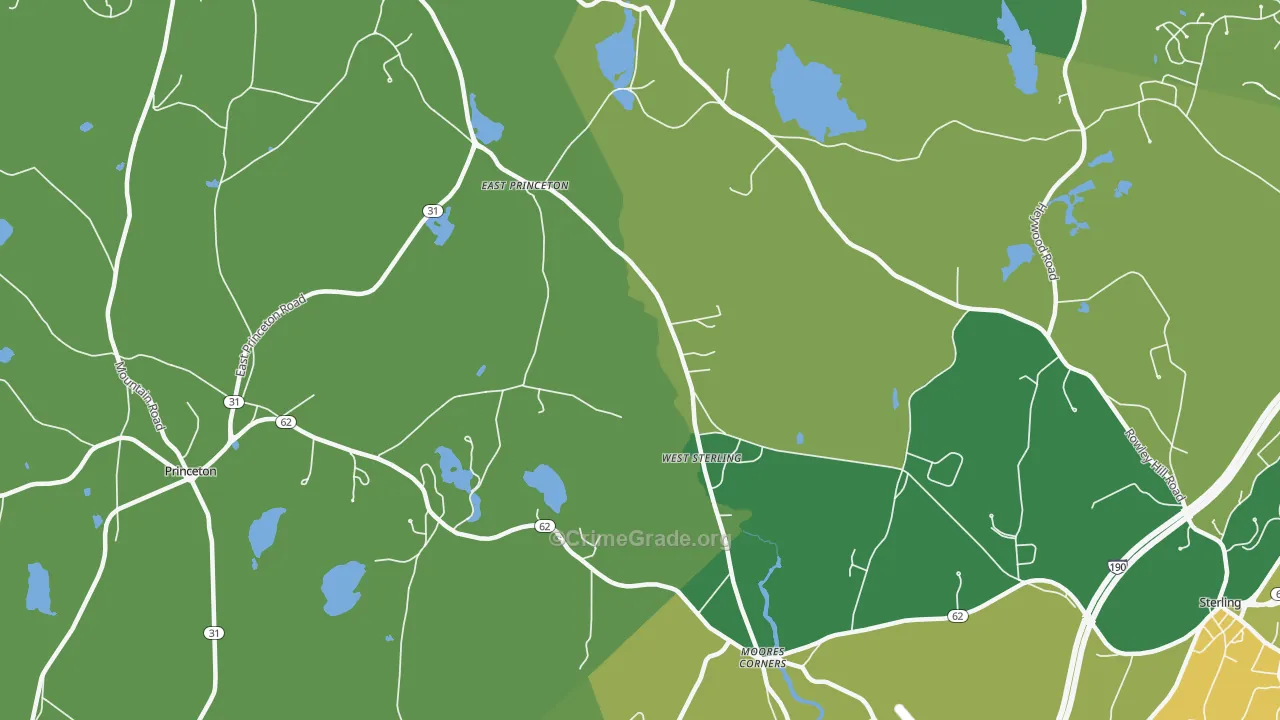 West Sterling, MA Map of Burglary Rates