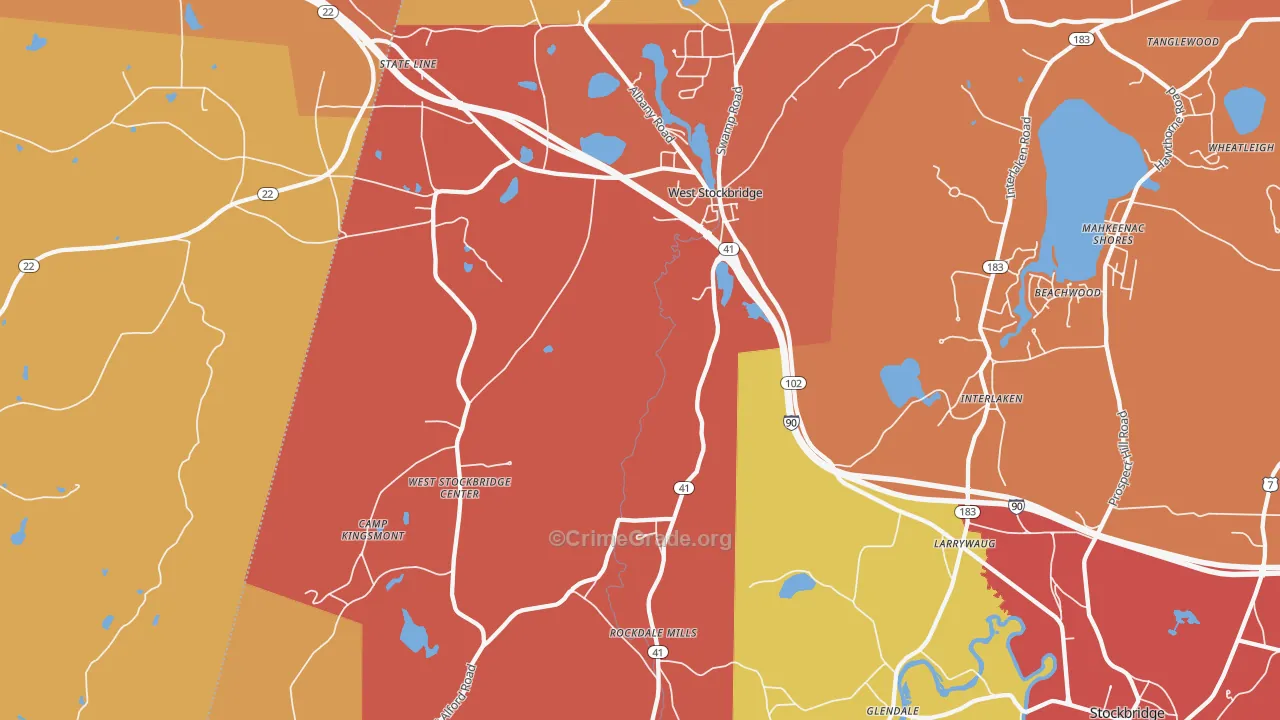 West Stockbridge, MA Map of Burglary Rates