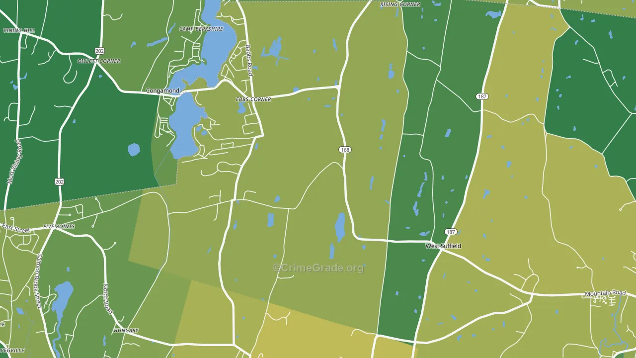 West Suffield, CT Map of Burglary Rates