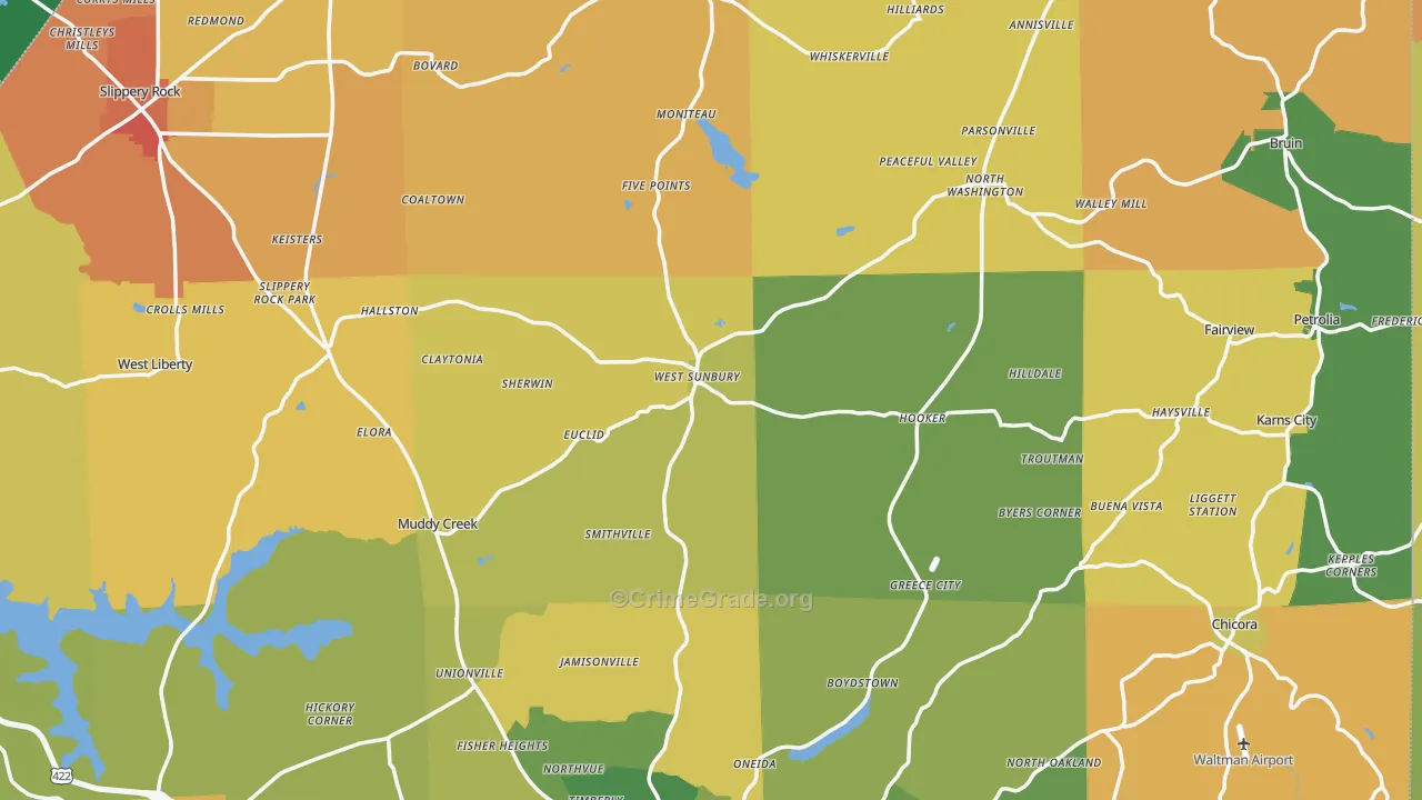 West Sunbury, PA Map of Burglary Rates