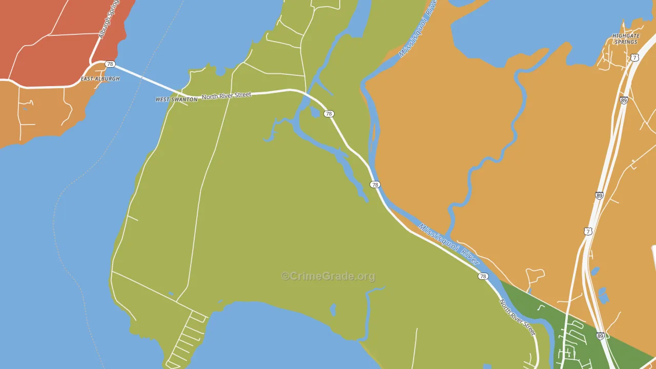 West Swanton, VT Map of Burglary Rates