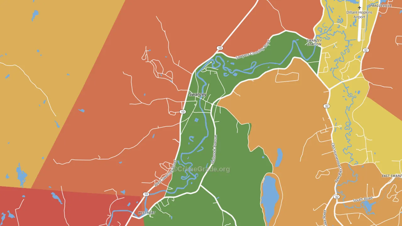 West Swanzey, NH Map of Burglary Rates