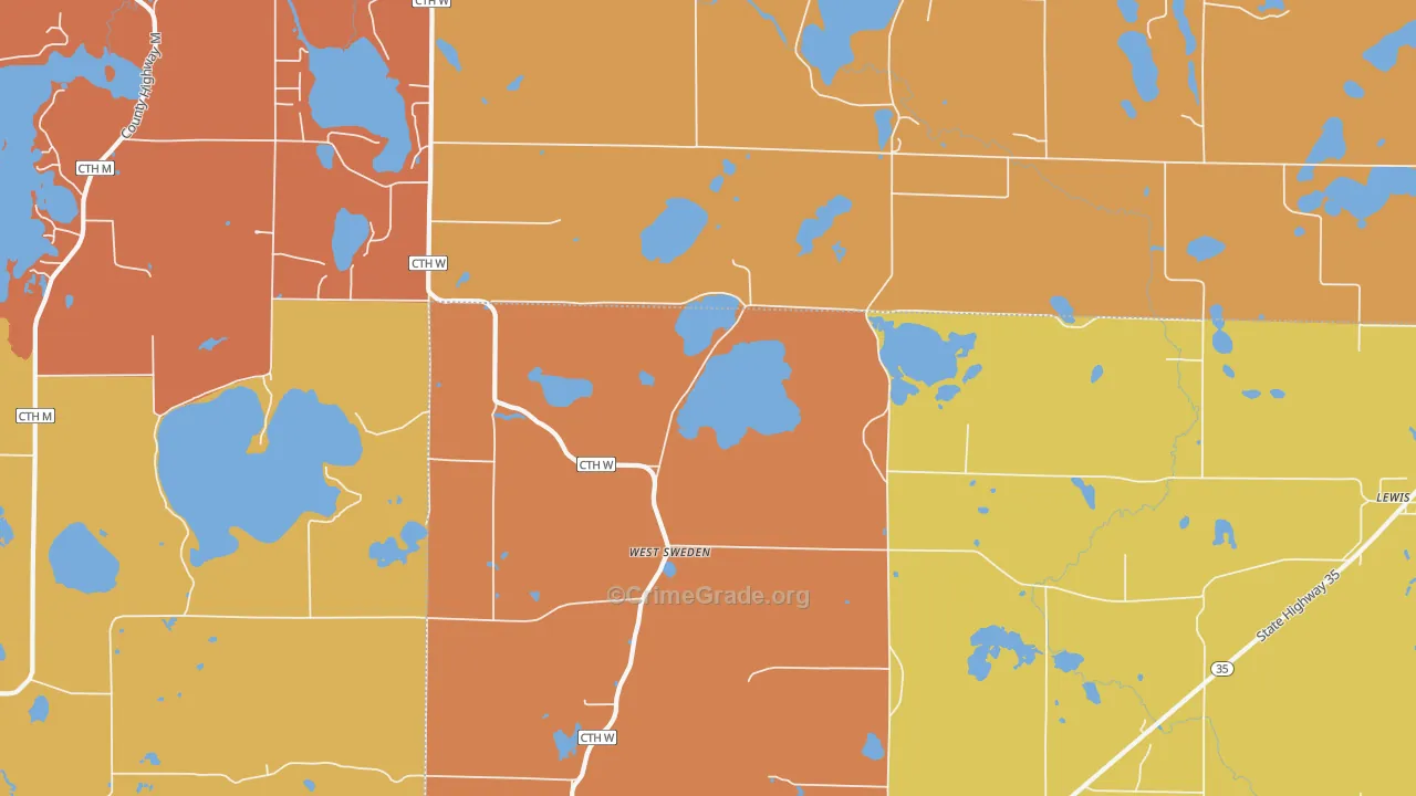 West Sweden, WI Map of Burglary Rates