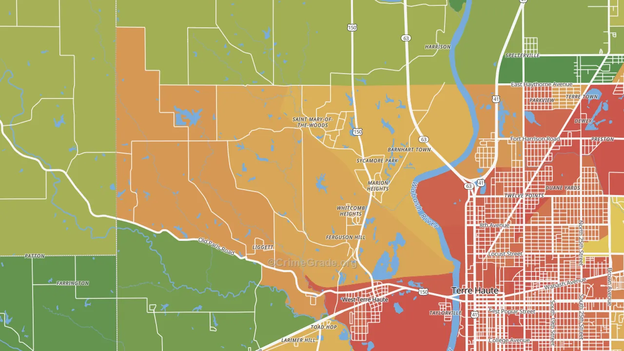 West Terre Haute, IN Map of Burglary Rates
