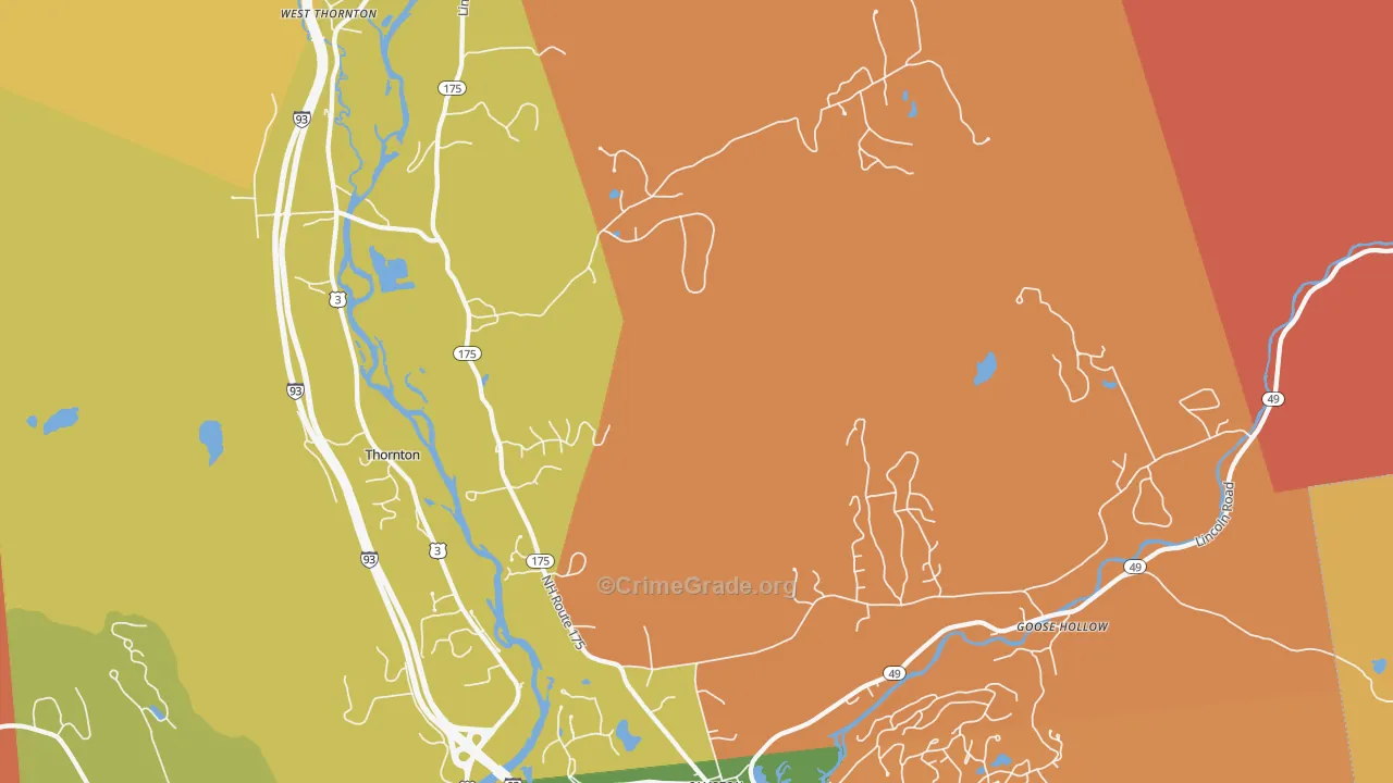 West Thornton, NH Map of Burglary Rates