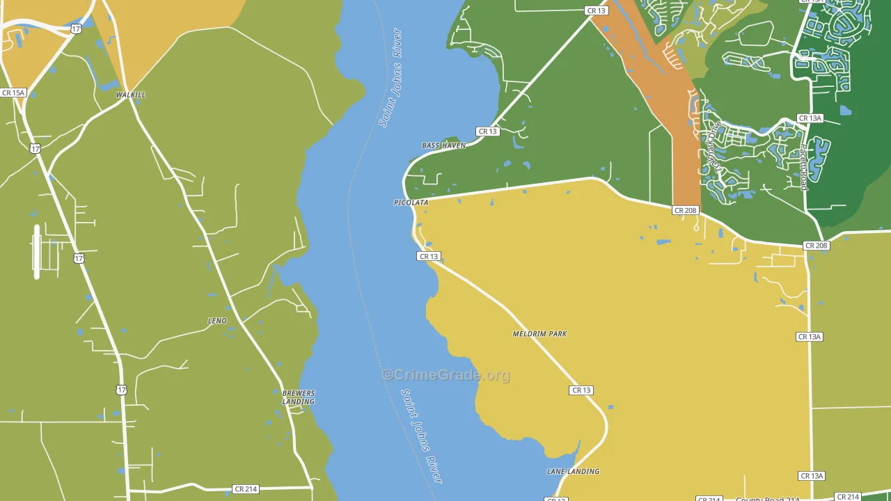 West Tocoi, FL Map of Burglary Rates