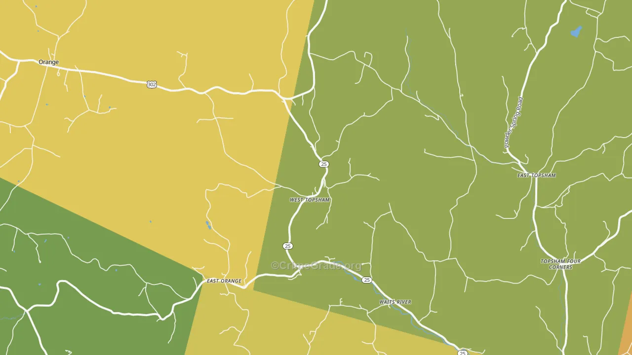 West Topsham, VT Map of Burglary Rates