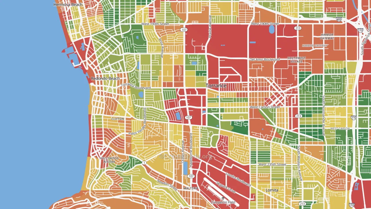 West Torrance, Torrance, CA Map of Burglary Rates