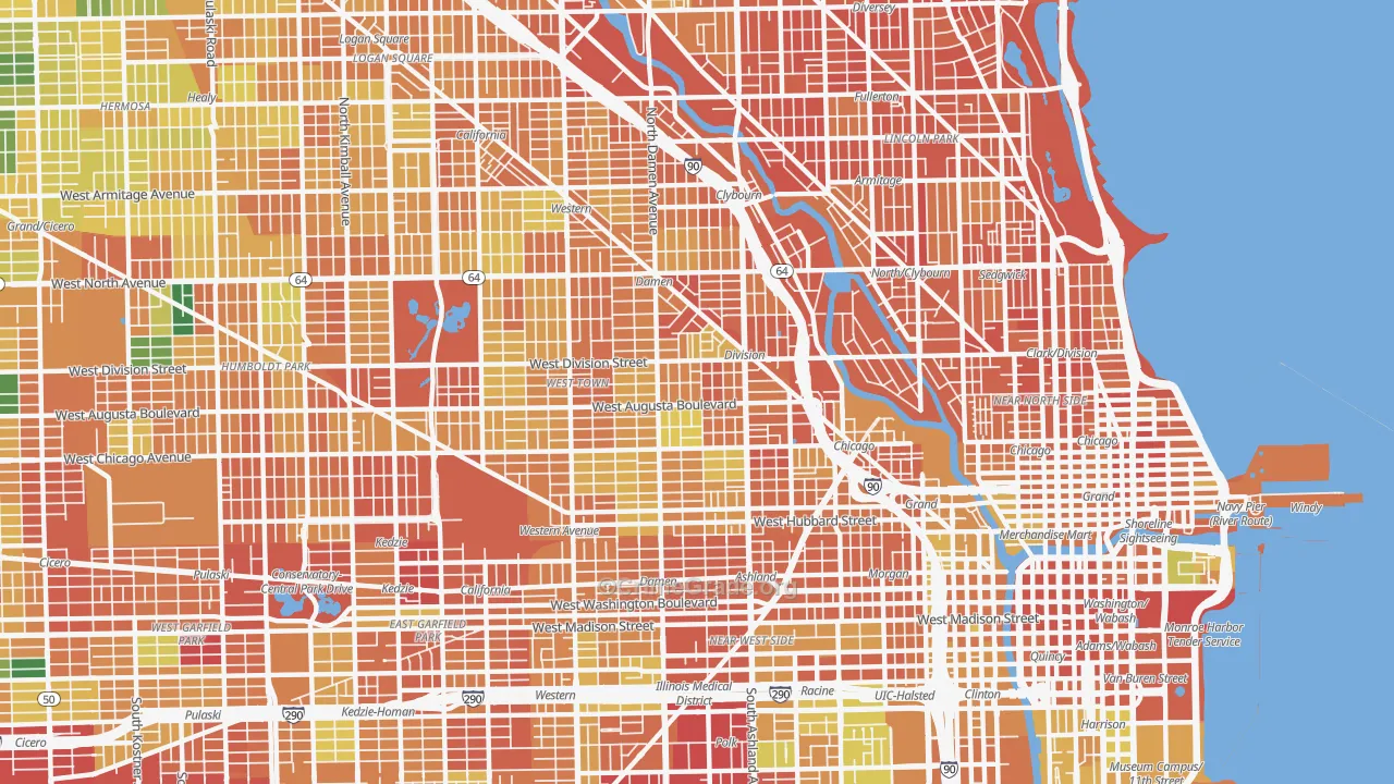 West Town, Chicago, IL Map of Burglary Rates