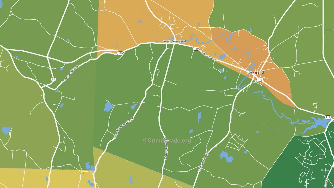 West Townsend, MA Map of Burglary Rates