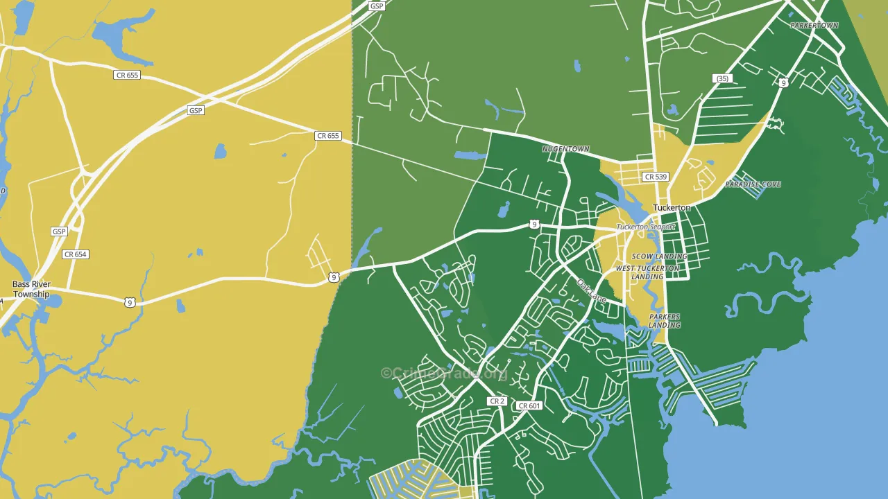 West Tuckerton, NJ Map of Burglary Rates