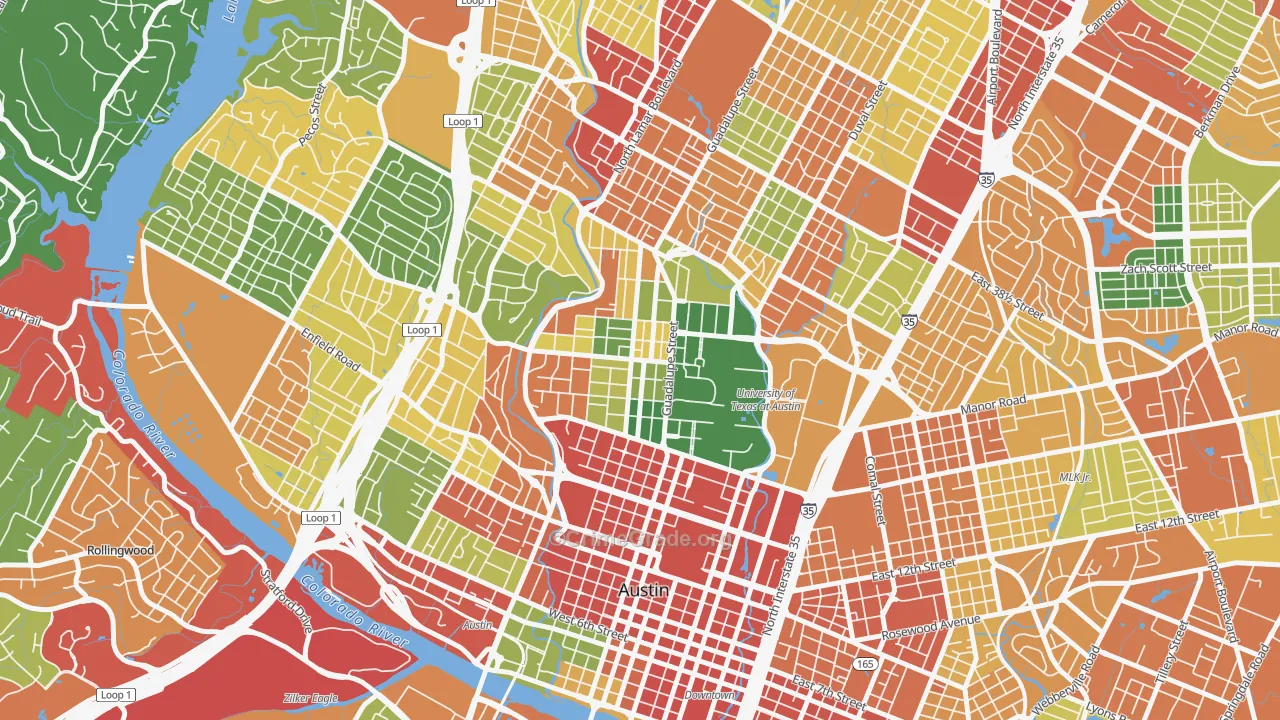West University Austin, Austin, TX Map of Burglary Rates