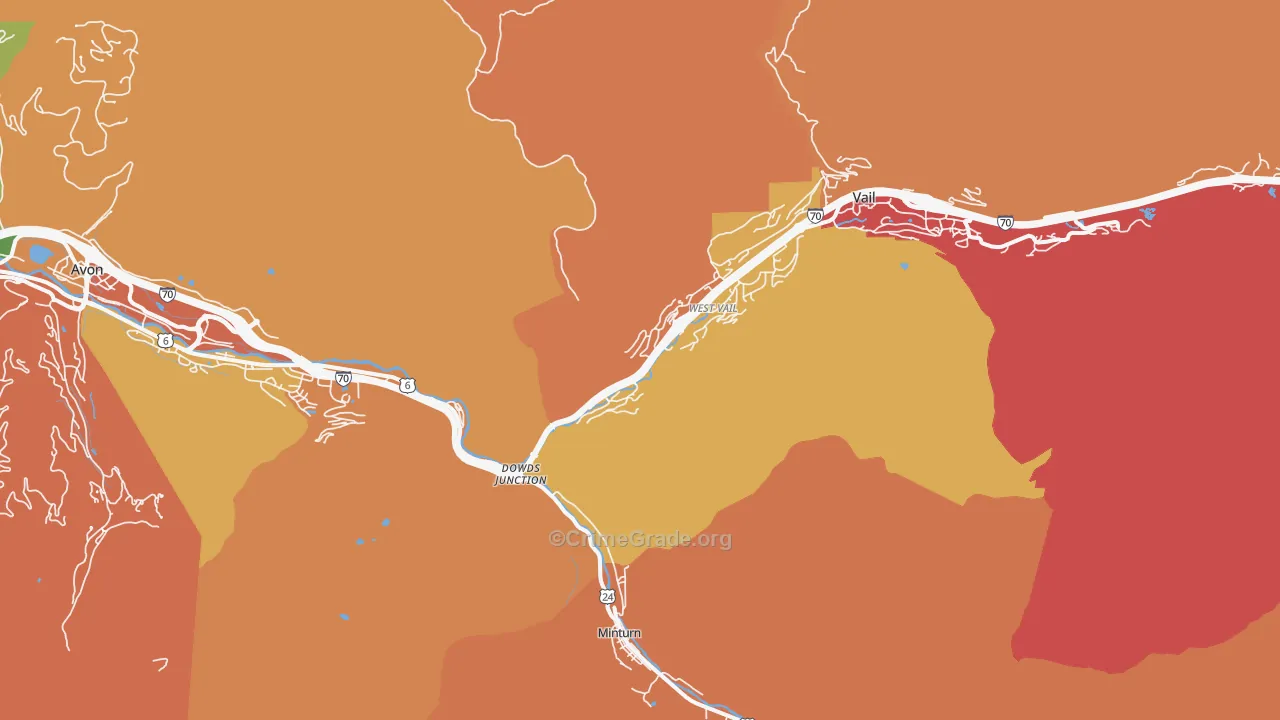 West Vail, CO Map of Burglary Rates