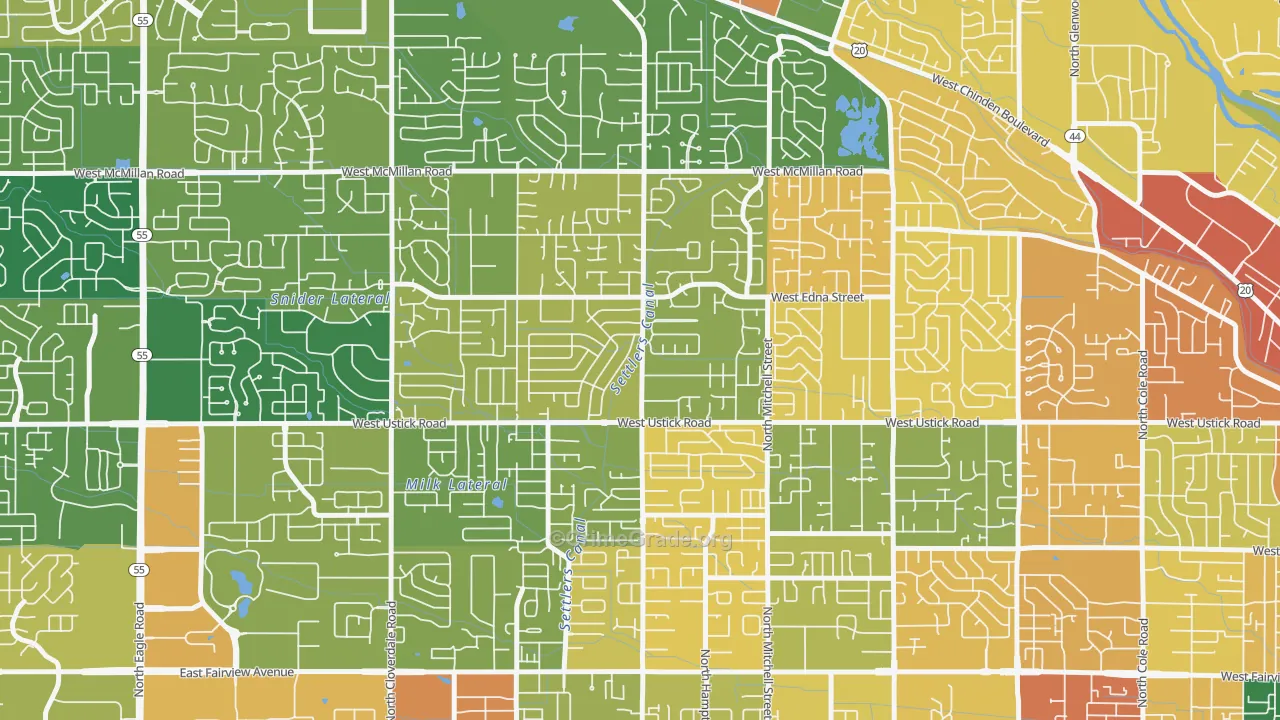 West Valley, Boise, ID Map of Burglary Rates
