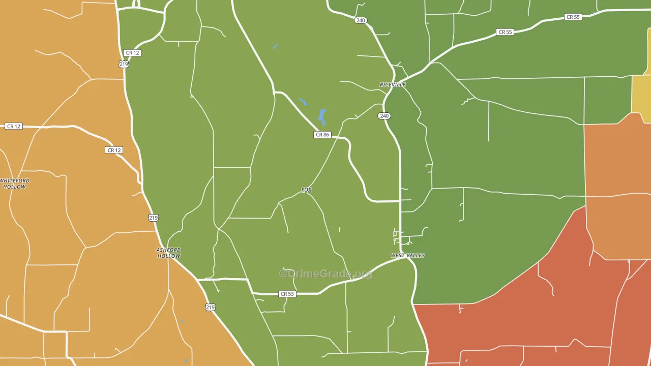 West Valley, NY Map of Burglary Rates
