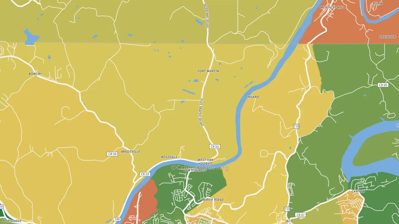 West Van Voorhis, WV Map of Burglary Rates