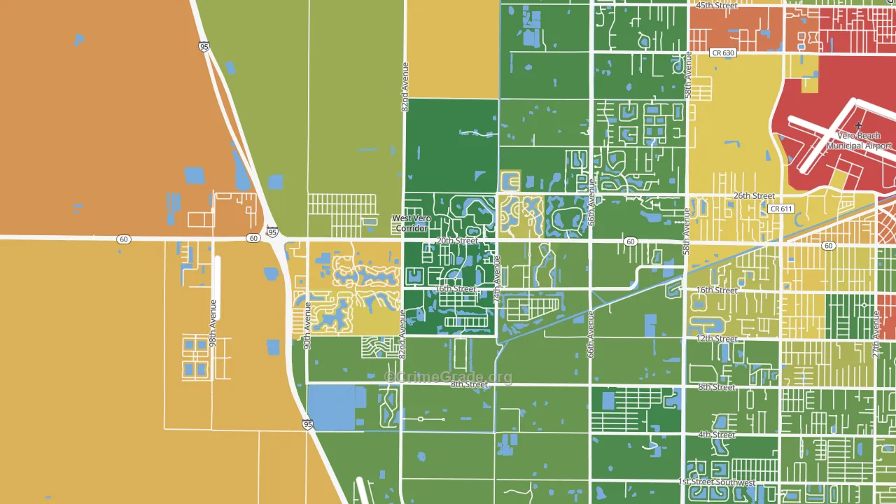 West Vero Corridor, FL Map of Burglary Rates