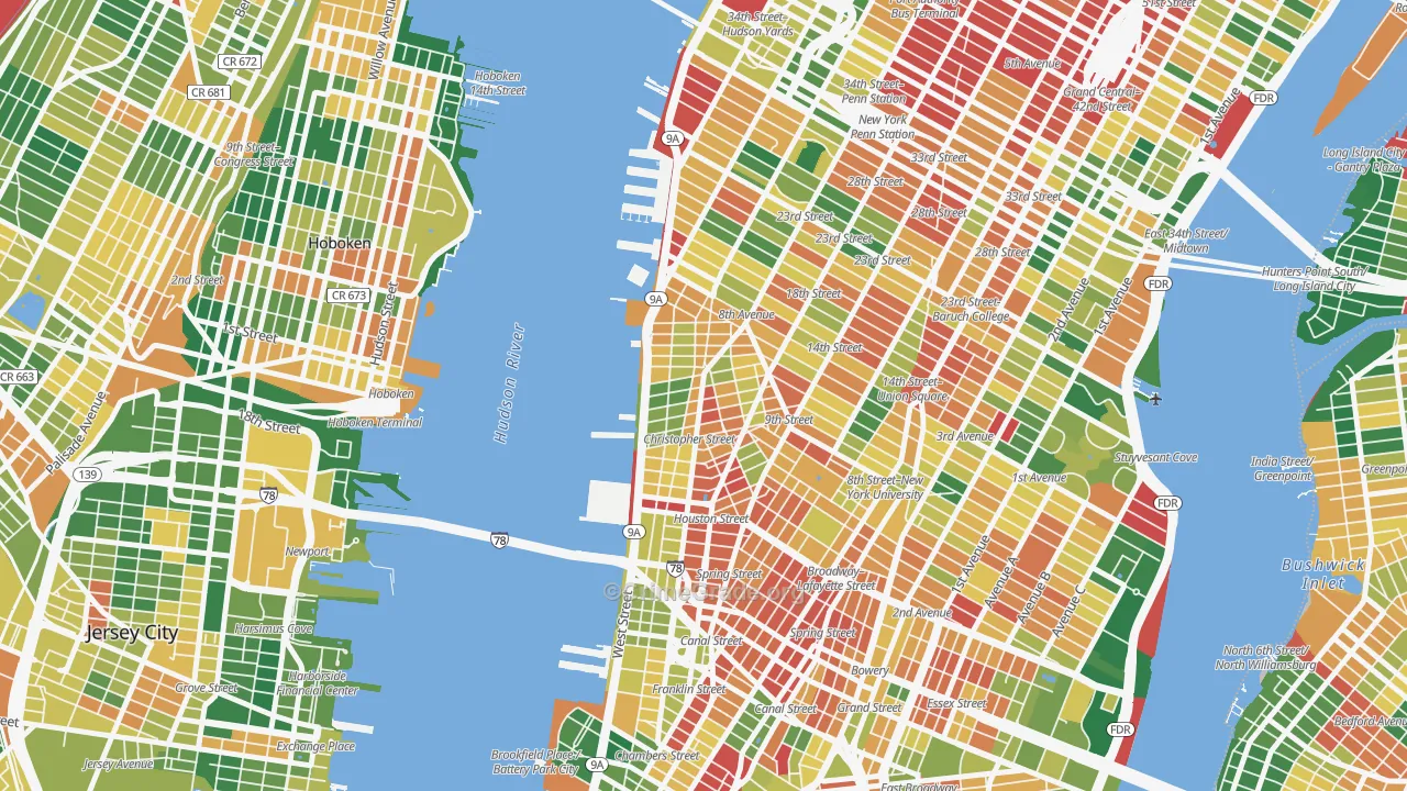 West Village, Manhattan, NY Map of Burglary Rates
