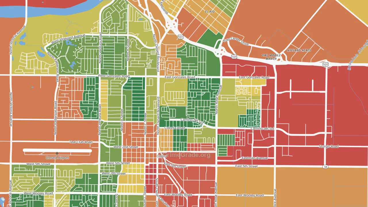 West Village, Oxnard, CA Map of Burglary Rates