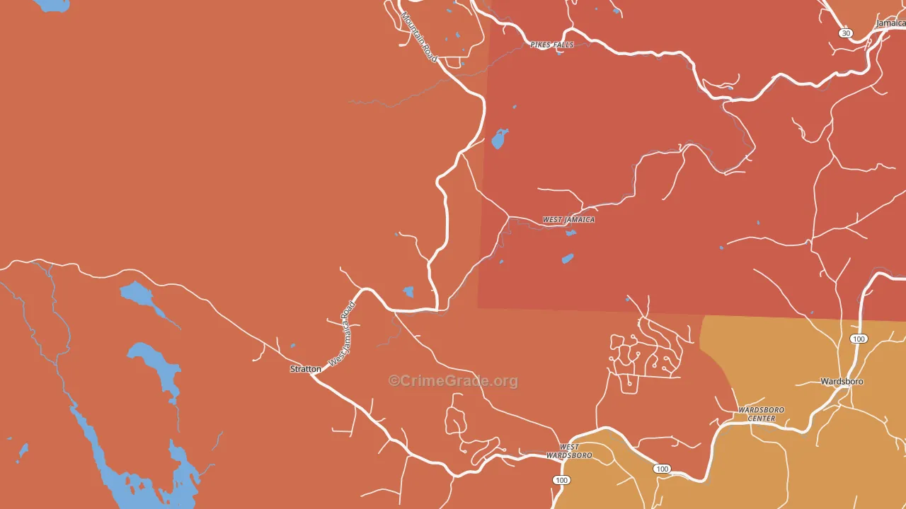 West Wardsboro, VT Map of Burglary Rates