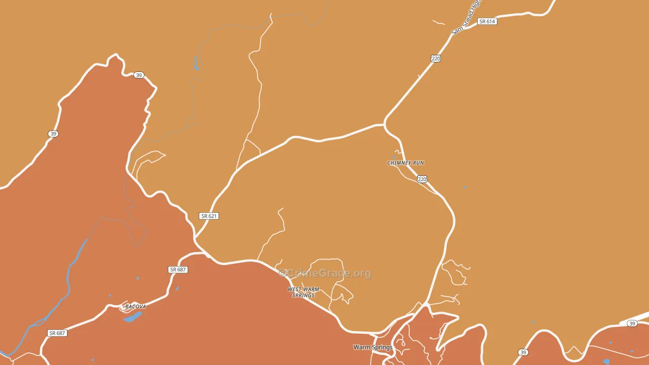 West Warm Springs, VA Map of Burglary Rates